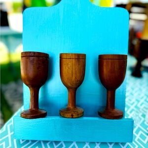 Vintage Wood Cups set of 3